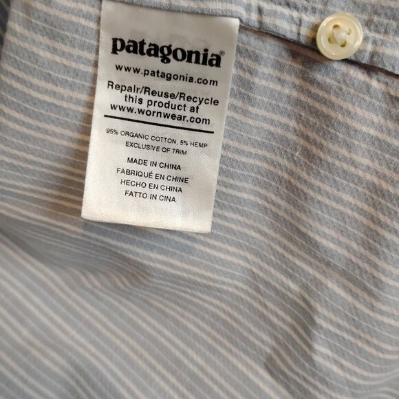 Patagonia Women's Grey White Striped Cotton Long Sleeve Button Down Shirt Size S - Picture 4 of 4